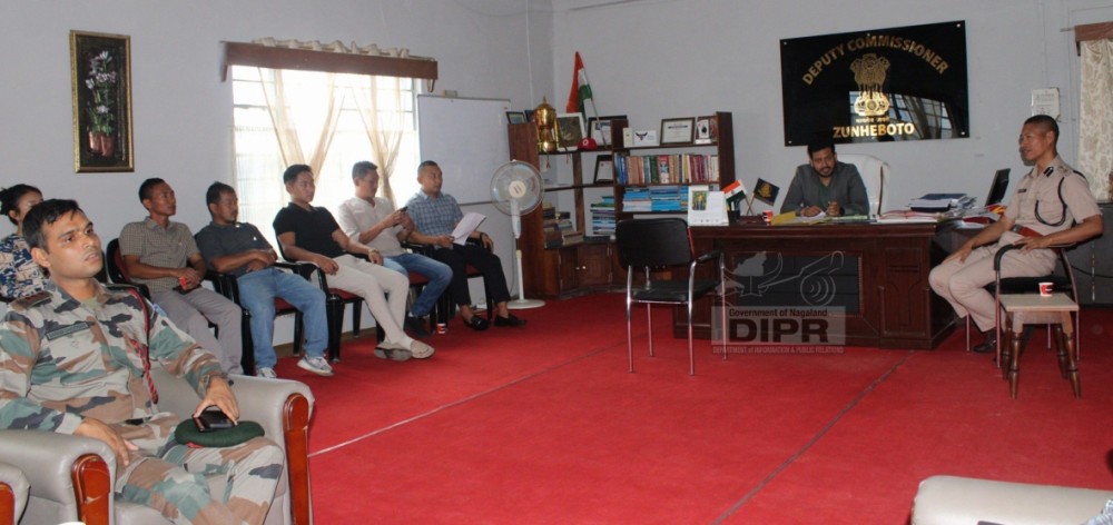 DC Zunheboto, Dharam Raj, IAS, chairing the District Level Committee (DLC) meeting for the Narco Coordination Centre (NCORD) at the DC’s office chamber, Zunheboto on September 3. (DIPR Photo)